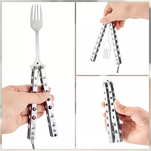 Cuchillo Plegable Con Forma De Mariposa, 2 Unidades, Cuchara