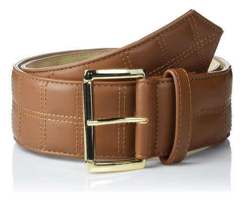 Steve Madden Para Hombre Cognac Quilted Pant Belt, Cognac, L