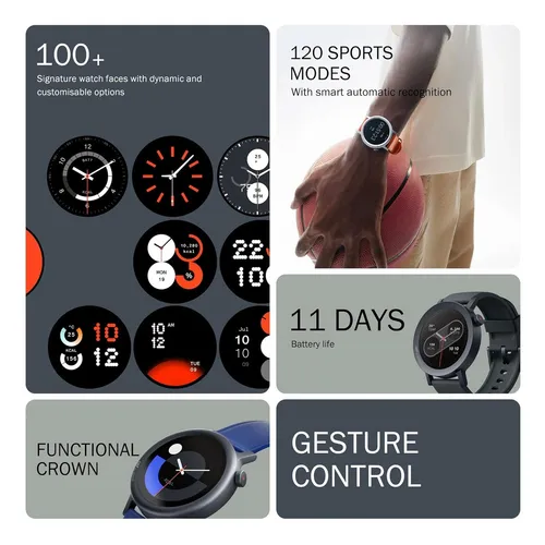 Reloj inteligente Smart Watch Cmf By Nothing Watch Pro 2 con funda de grafito, bisel negro, diseño de pulsera de malla de grafito