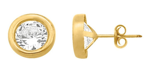 Imagen 2 de 2 de Broqueles Circonia Bisel Alto 7 Mm Oro 10k - 375