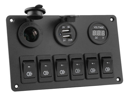 Panel De Interruptor De 6 Gangos Led Azul 35a Para Barcos