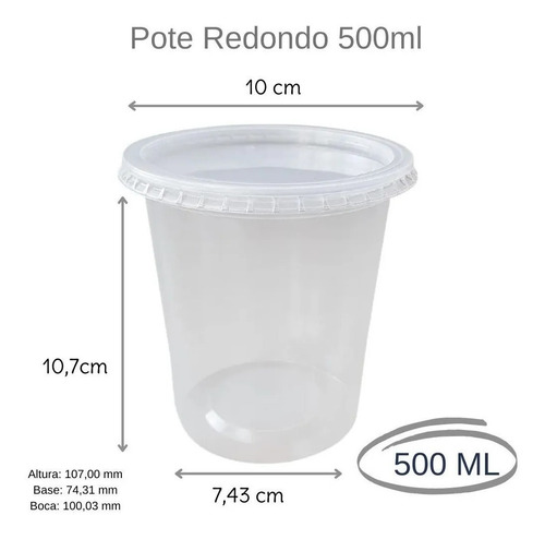 Imagem 3 de 4 de 25unid Pote Descartável Redondo 500ml C/tampa Sopa Oferta