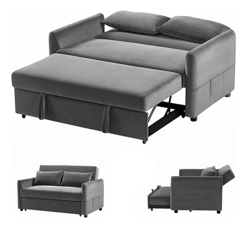 Sofa Cama Extraible Ajustable Cnvertible Gris Marca Gynsseh