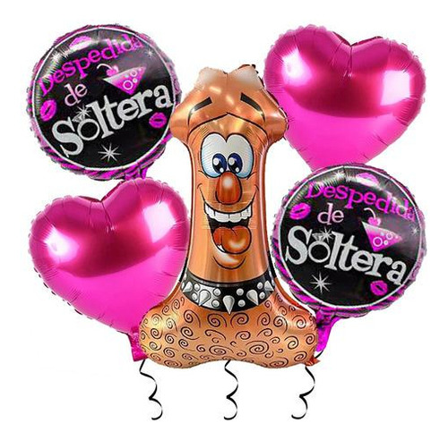 Kit 5un Balão Metalizado Despedida Solteiro Festa Decoração Cor Pink/preto Despedida Solteira