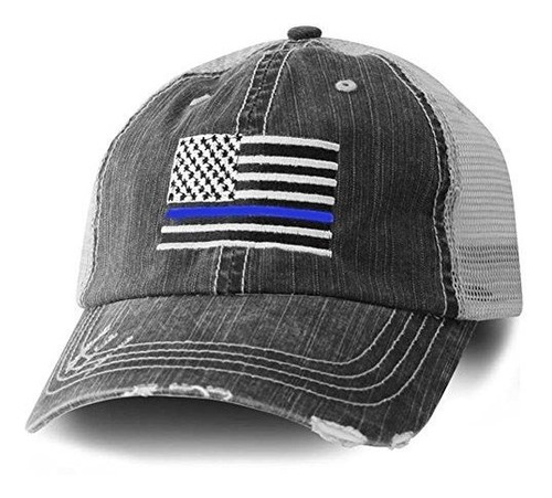 Línea Azul De La Bandera Americana Del Sombrero - Cap.