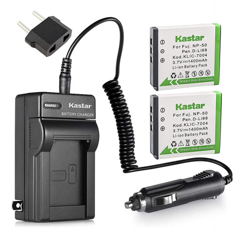 Battery Kit (2pack) And Charger For Fujifilm Np50, Koda...