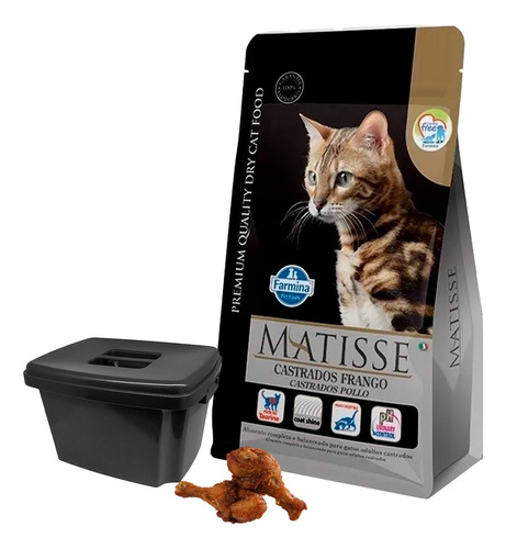 Alimento Matisse Gato Castrado Pollo  + Recipiente - Otec
