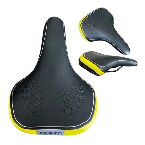 Asiento De Bicicleta Bitteli Cro Negro Con Amarillo Sillín