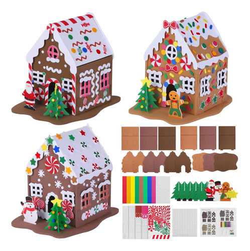 Kit Manualidades Navidad 3 Juegos Casa Jengibre Calcomanías