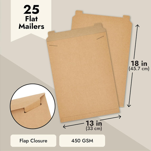 Sobres Rígidos Marrones De 13 X 18 Pulgadas, 450 Gsm