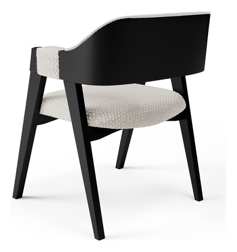 Kit 04 Cadeiras Para Sala de Jantar e Estar Living Estofada Suran L02 Preto Bouclê Cru