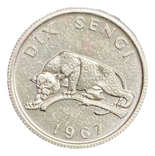 Congo - 10 Sengi - Año 1967 - Km #7 - Leopardo :