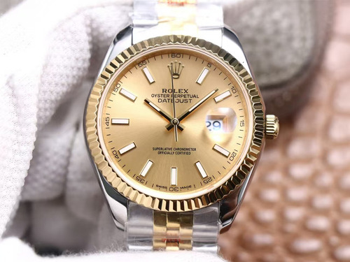 Reloj Rolex Datejust De 36mm Con Índices En Color Champán