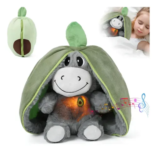 Burro Peluche Que Respira Con Luces Y Música – Compañero De Sueño Antiestrés Para Niños Y Adultos (rosa, 32 Cm)
