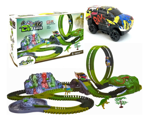 Pista De Dinosaurio 237 Pcs Luces Sonido Y Bota Humo Juguete