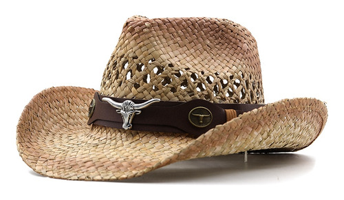 Sombrero De Vaquero Occidental Para Mujer, De Paja Natural,