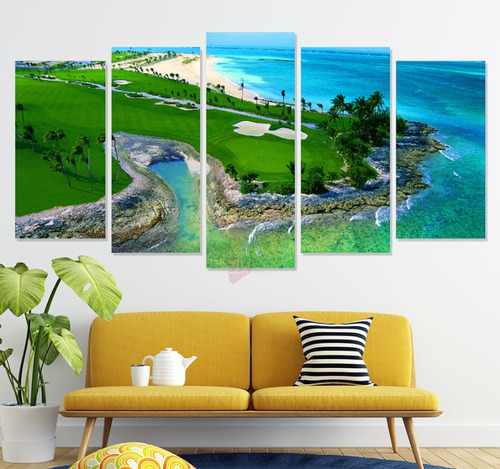 Políptico Isla Paradisiaca Cls27 Canvas Grueso 125x60