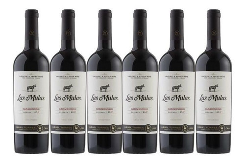 Pack 6 X Vino Miguel Torres Chile Las Mulas Carmenere Vegano