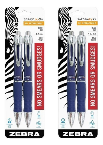 (2) Zebra X10 Retractable Gel Pen, Medium Point, 0.7mm, Blue