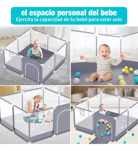 Corralito de madera para bebés, valla de bebé con puerta, parque infantil  plegable de seguridad, para interiores y exteriores, parque de juegos