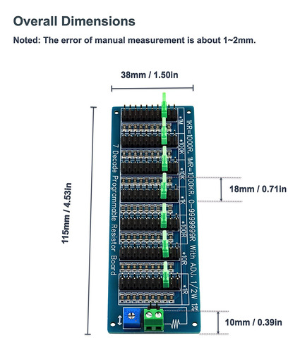 0r - 9999999r Seven Decade Programmable Resistor Board Step