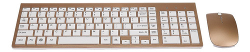 Combo De Teclado Y Ratón Inalámbricos De 2.4 Ghz - Dorado