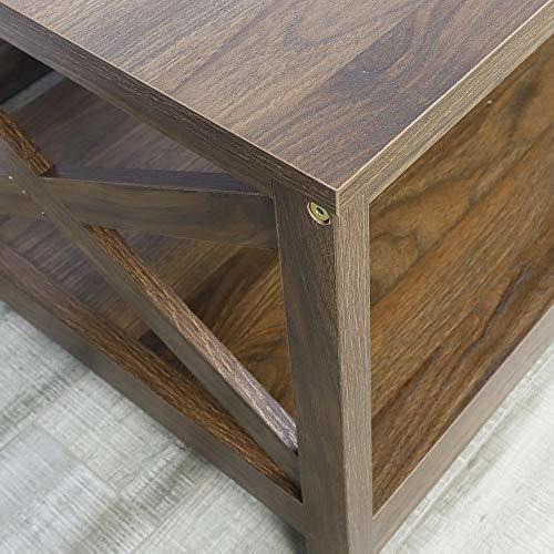 Farmhouse Moderna Mesa De Café De Madera Con Estante De 2 Ni