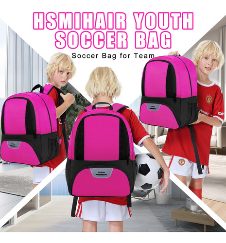 Bolsa De Fútbol Rosado Mochila Para Deportes Compartimento Z Color