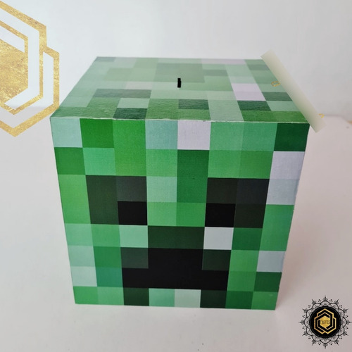 Alcancía Creeper De Minecraft Madera / Mdf | 20cm Minecraft Creeper (sencilla) Multicolor