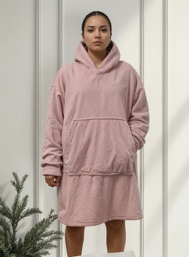 Buzo Manta Maxi Canguro Capucha Oversize Peluche Pijama Moda