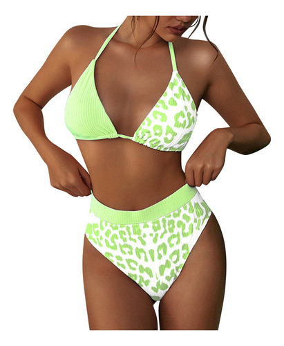 Mujer Bañador Bikini Brasileño Tie-dye Estampado Leopardo Al