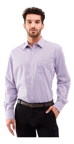 Camisa Traveler  Cuadros Lavanda Van Heusen