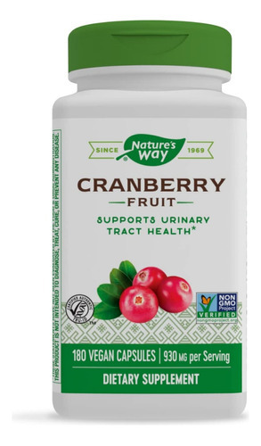 Nature's Way Cranberry Fruit 180 Cápsulas Vegetales Sabor Arándano