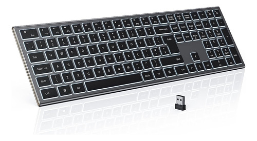 Teclado Delgado Inalambrico, Recargable Iluminado | Negro