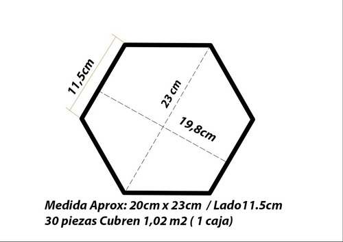 Imagen 2 de 10 de Ceramica Hexagonal Piso Pared Decoracion 20x23 Cm 1ª Calidad