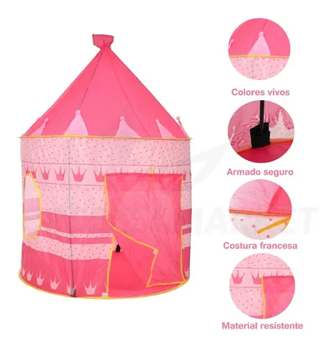 Carpa Castillo Princesa Portátil Plegable Rosada Armable