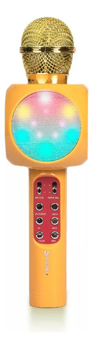 Microfono Karaoke Bluetooth Parlante Efectos Usb Recargable Color Dorado