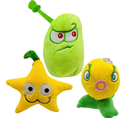 3 Pcs Pvz Plush Plants Sets Toys Laser Beans, Star Fruit, Ci