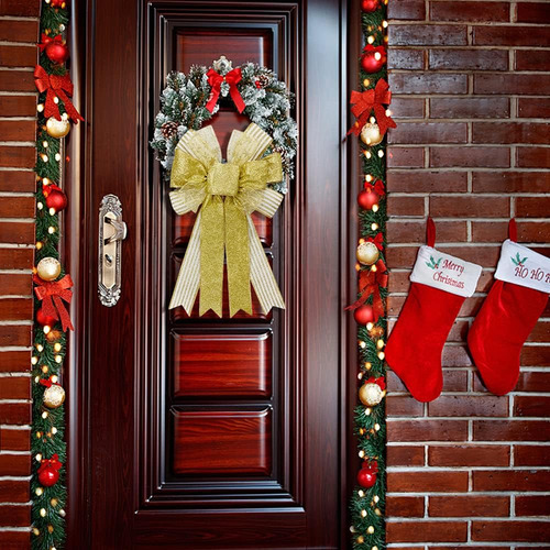 Lazos Grandes Para Guirnalda De Navidad, Cinta Navideña Con