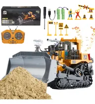 Comprar Lictin Bulldozer De Juguete RC A Escala 1:16, Tractor Con Cargador Frontal RC De 9 Canales Para Niños,Bulldozer De Control Remoto Totalmente Funcional De 2.4 GHz,Camión De Juguete Con Luz y Sonido