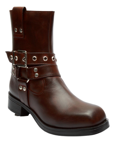 Bota Botín Color Marrón Bella Shoes Para Mujer 7001