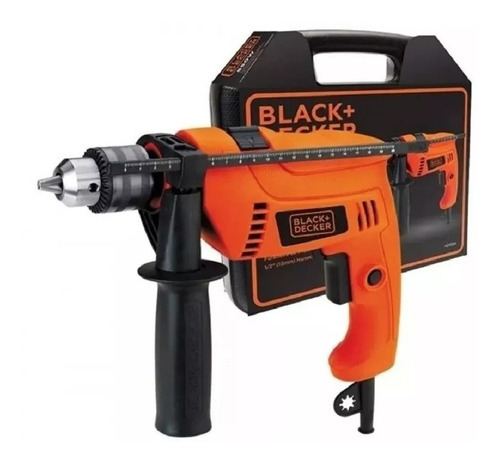 Imagen 2 de 4 de Taladro percutor atornillador eléctrico de 13mm Black+Decker HD650K 650W + accesorios con maletín de transporte 220V 50Hz