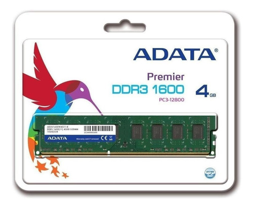 Memoria RAM Premier color verde 4GB 1 Adata AD3U1600W4G11-S