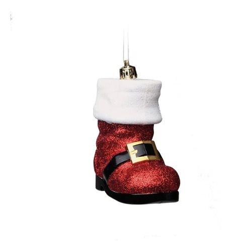 Enfeite Bota De Papai Noel Arvore Natal 2u Glitter Matte 8cm