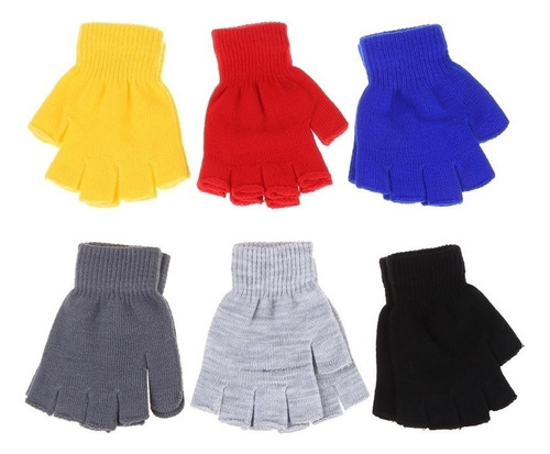 6 Pares De Guantes De Invierno Tejidos De Medio Dedo Para Ad