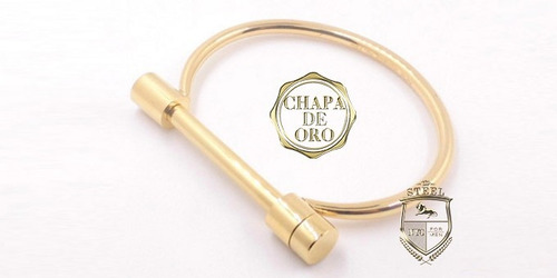 Pulsera Brazalete Steel Herradura Chapa Oro 24k