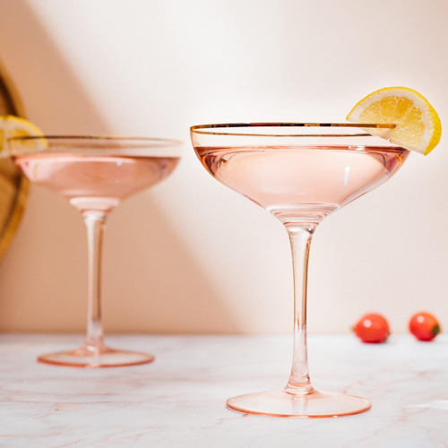 The Wine Savant Copa Cupé Grande De 9 Oz De Color Rosa Rubor