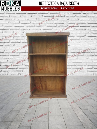 Imagen 2 de 4 de Biblioteca Baja Recta 60x25x100 Librero Encerado Roka