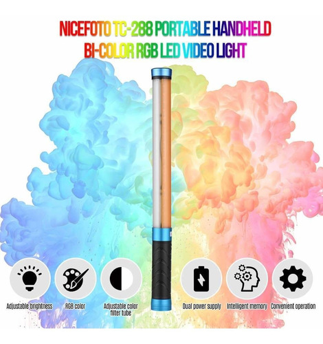 Bastão Led Nicefoto Tc-288 Rgb Wand Light Bi-color Fonte