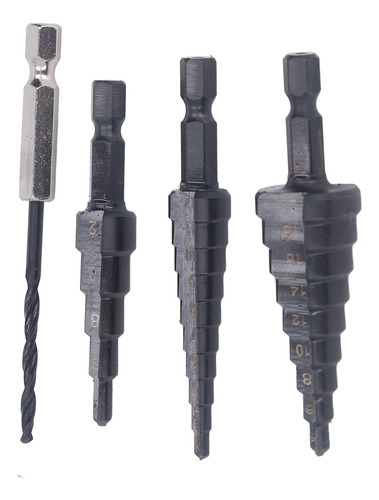 Kit De Brocas Step Drill, 4 Piezas, Hss, Ranura Recta, Térmi
